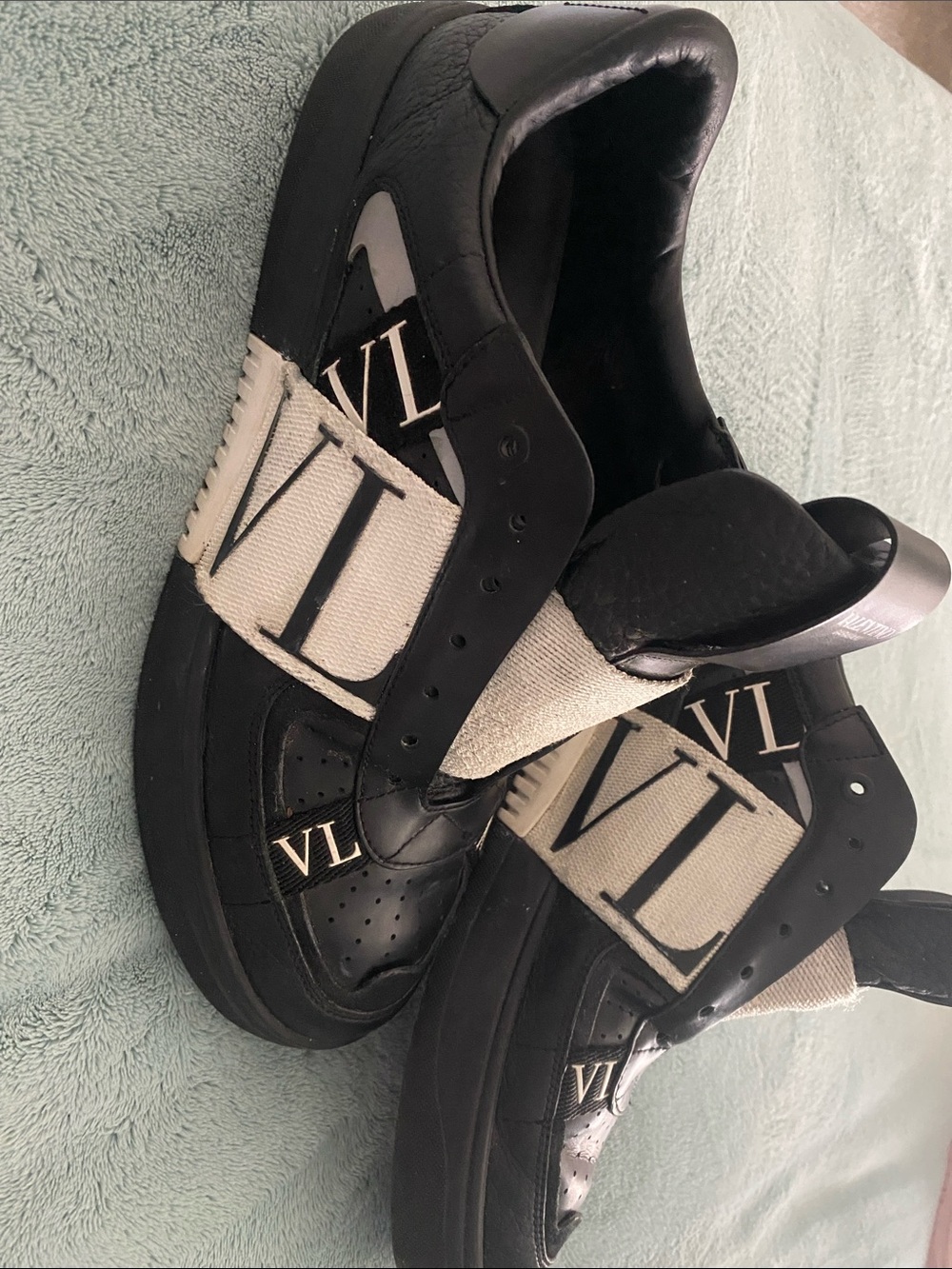 Valentino Black and White VLN Strap Sneakers